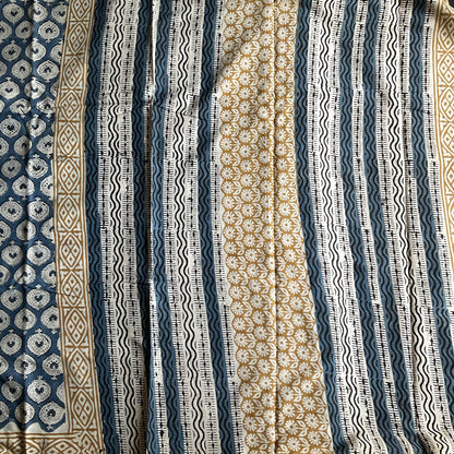 Mulmul Handprinted Blue Saree