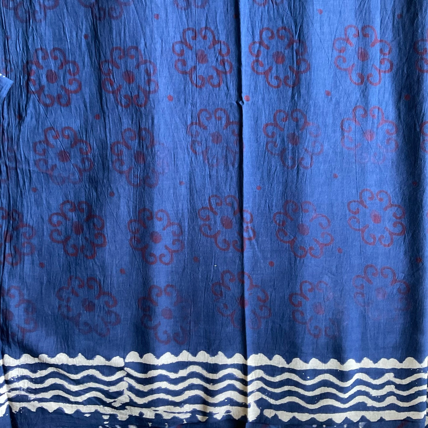 Mulmul Handprinted Blue Saree