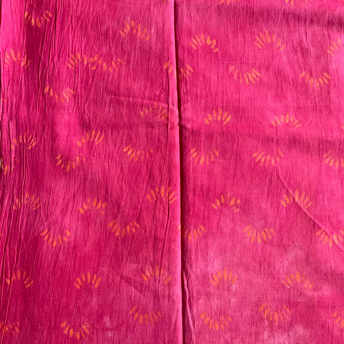 Mulmul Handprinted Pink Saree