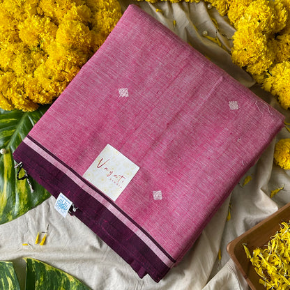 Cotton Pink Dugdugi Saree