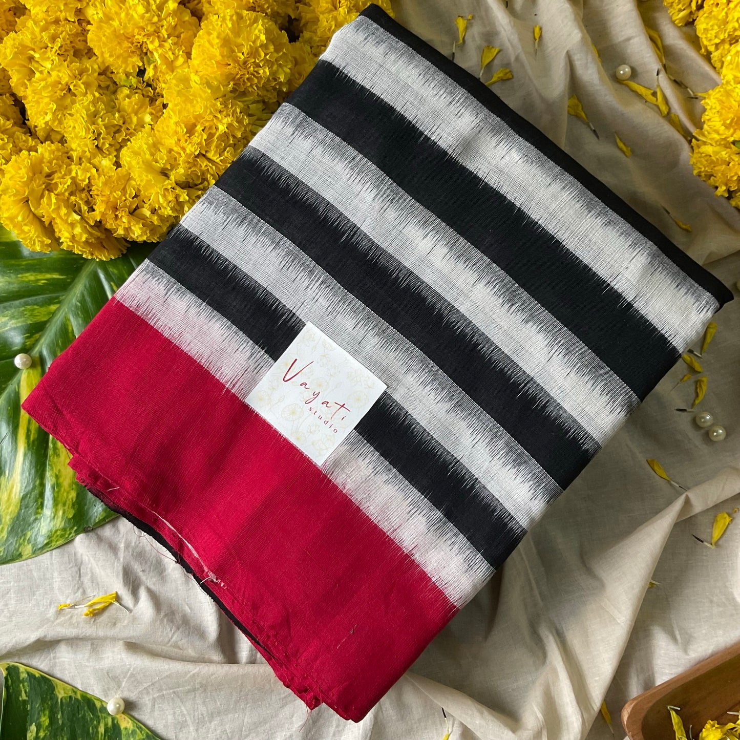 Ikkat Striped Handloom Saree