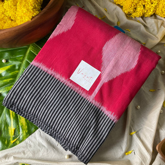 Ikkat Red Handloom Saree