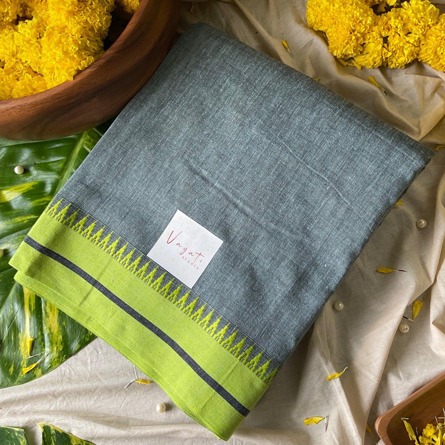 Cotton Grey Saree