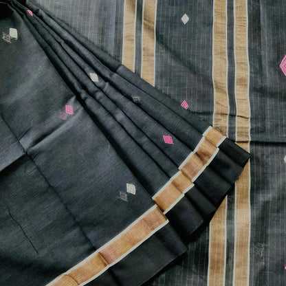 Cotton Black Zari Saree