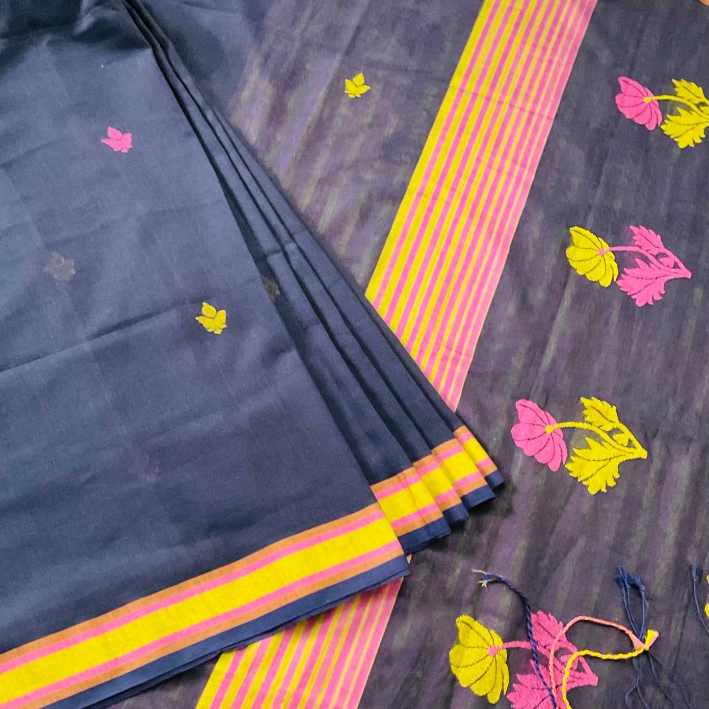 Cotton Dark Blue Saree