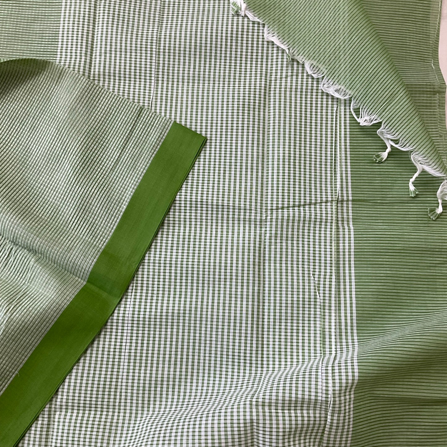 Cotton Green Minichecks Saree