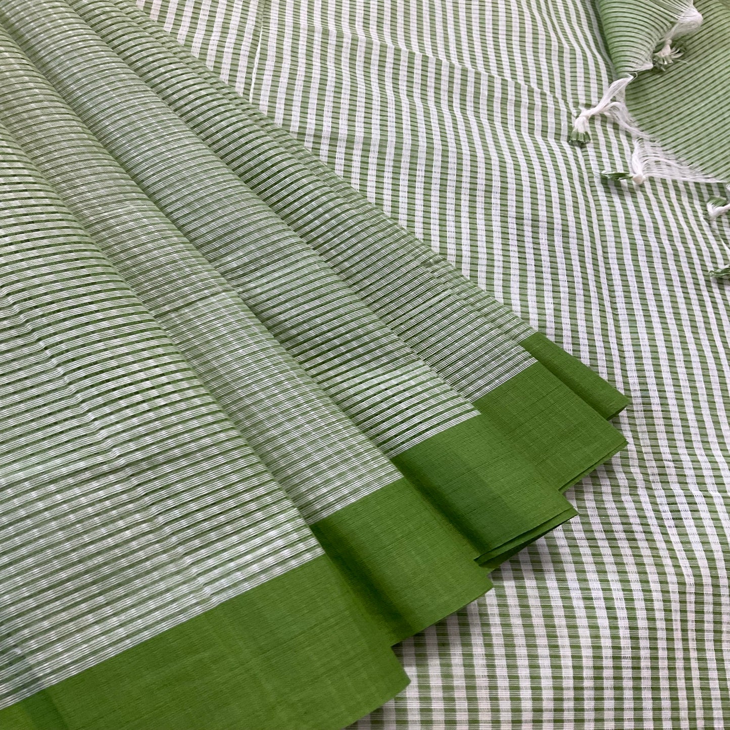 Cotton Green Minichecks Saree