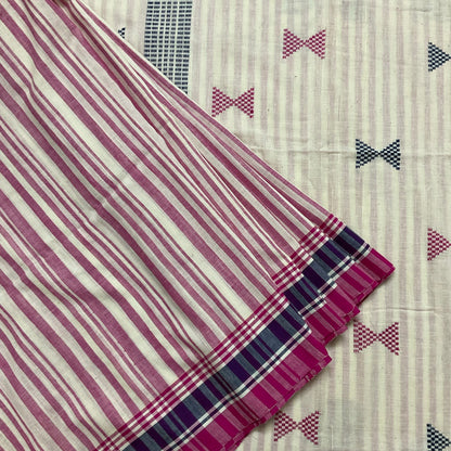 Cotton Pink Striped Saree