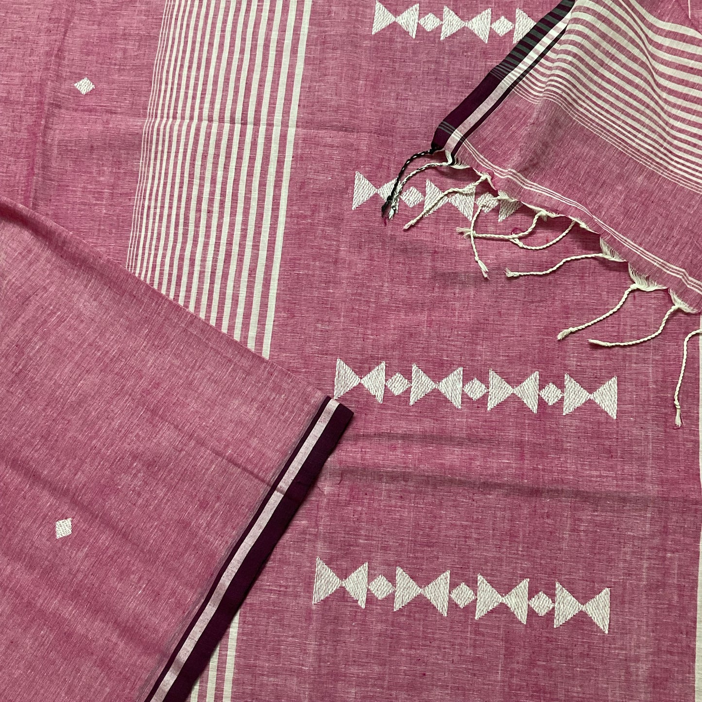 Cotton Pink Dugdugi Saree