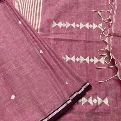 Cotton Pink Dugdugi Saree