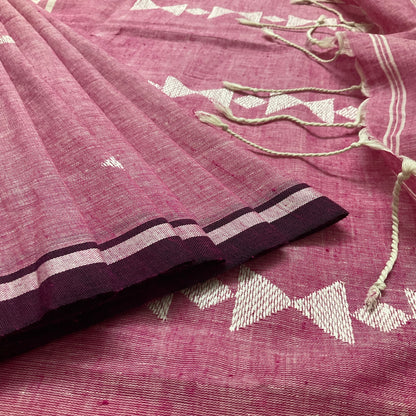 Cotton Pink Dugdugi Saree