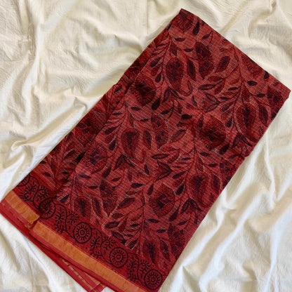 KotaDoria PeachRed Saree