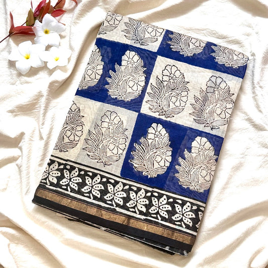 ChanderiSilk BeigeBlue Saree