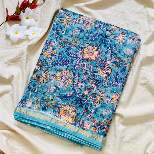 ChanderiSilk Blue Saree