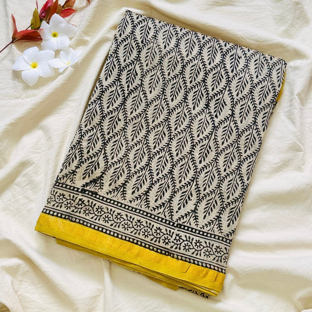 ChanderiSilk BeigeYellow Saree