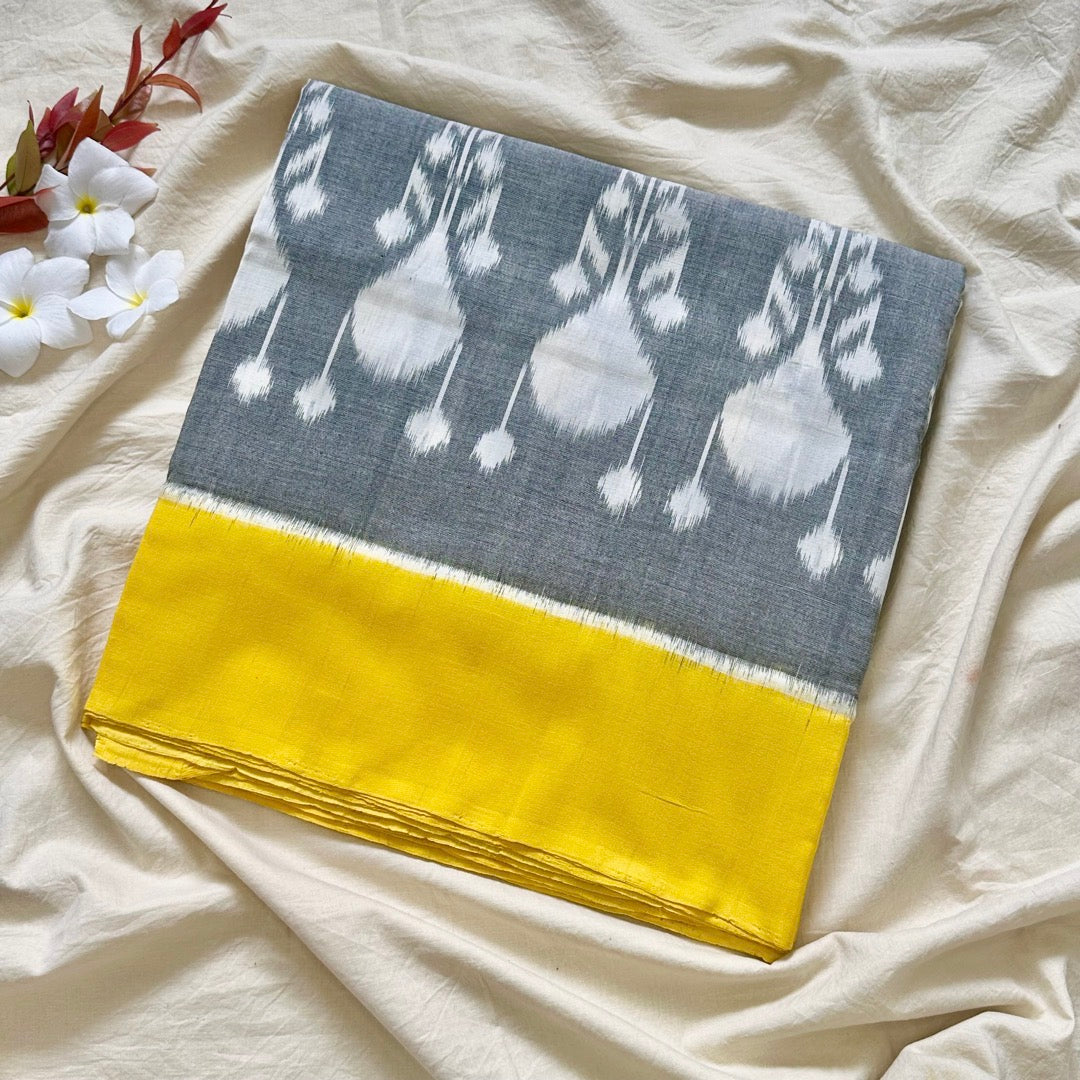 Ikkat Grey Handloom Saree