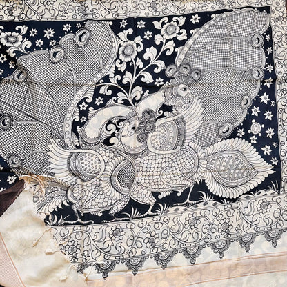 PenKalamkari Black white saree