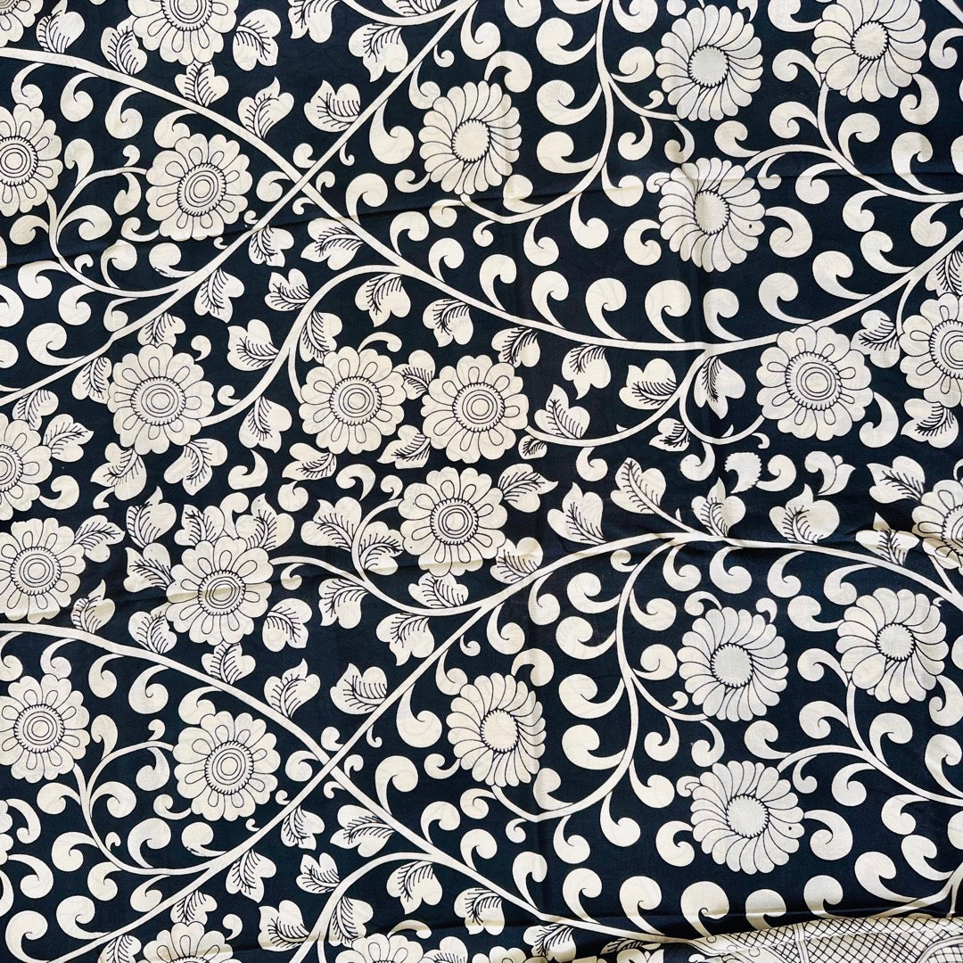 PenKalamkari Black white saree