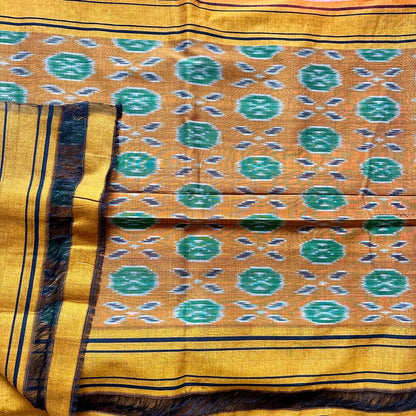 Ikkat Peach Handloom Saree