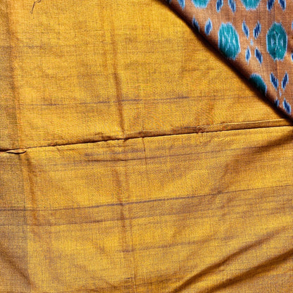 Ikkat Peach Handloom Saree