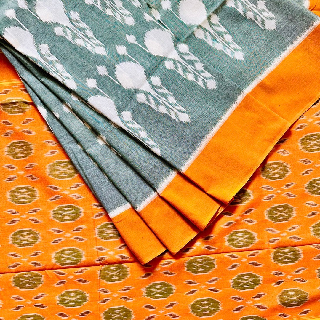 Ikkat Green Handloom Saree