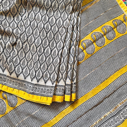 ChanderiSilk BeigeYellow Saree