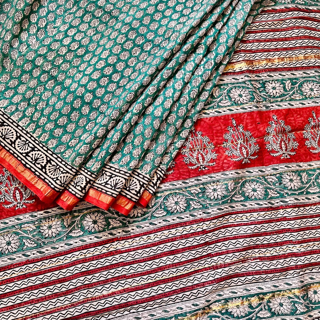 ChanderiSilk Green Saree