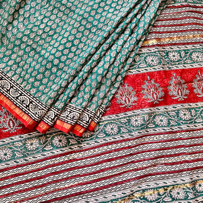 ChanderiSilk Green Saree