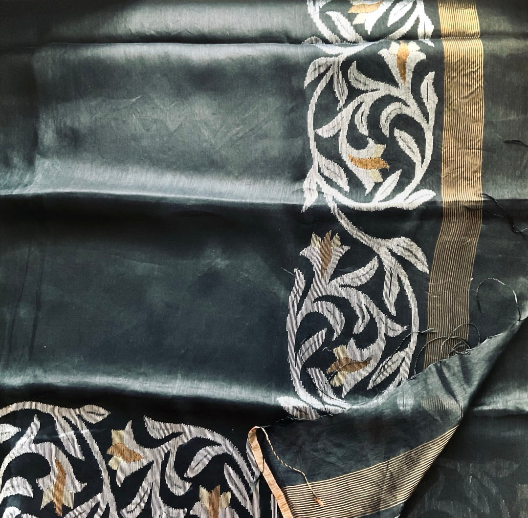 Linen Silk Black Saree