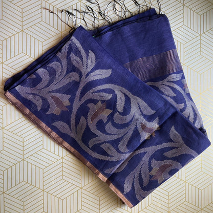 Linen Silk Blue Saree