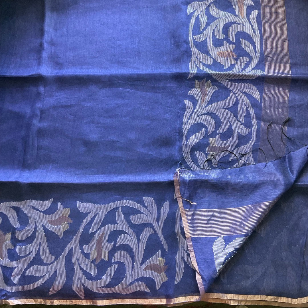 Linen Silk Blue Saree