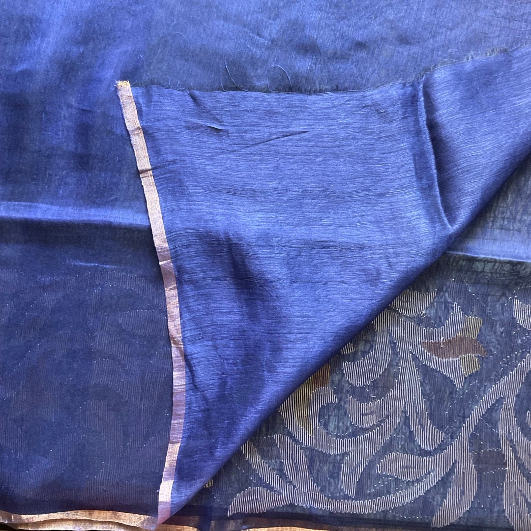 Linen Silk Blue Saree