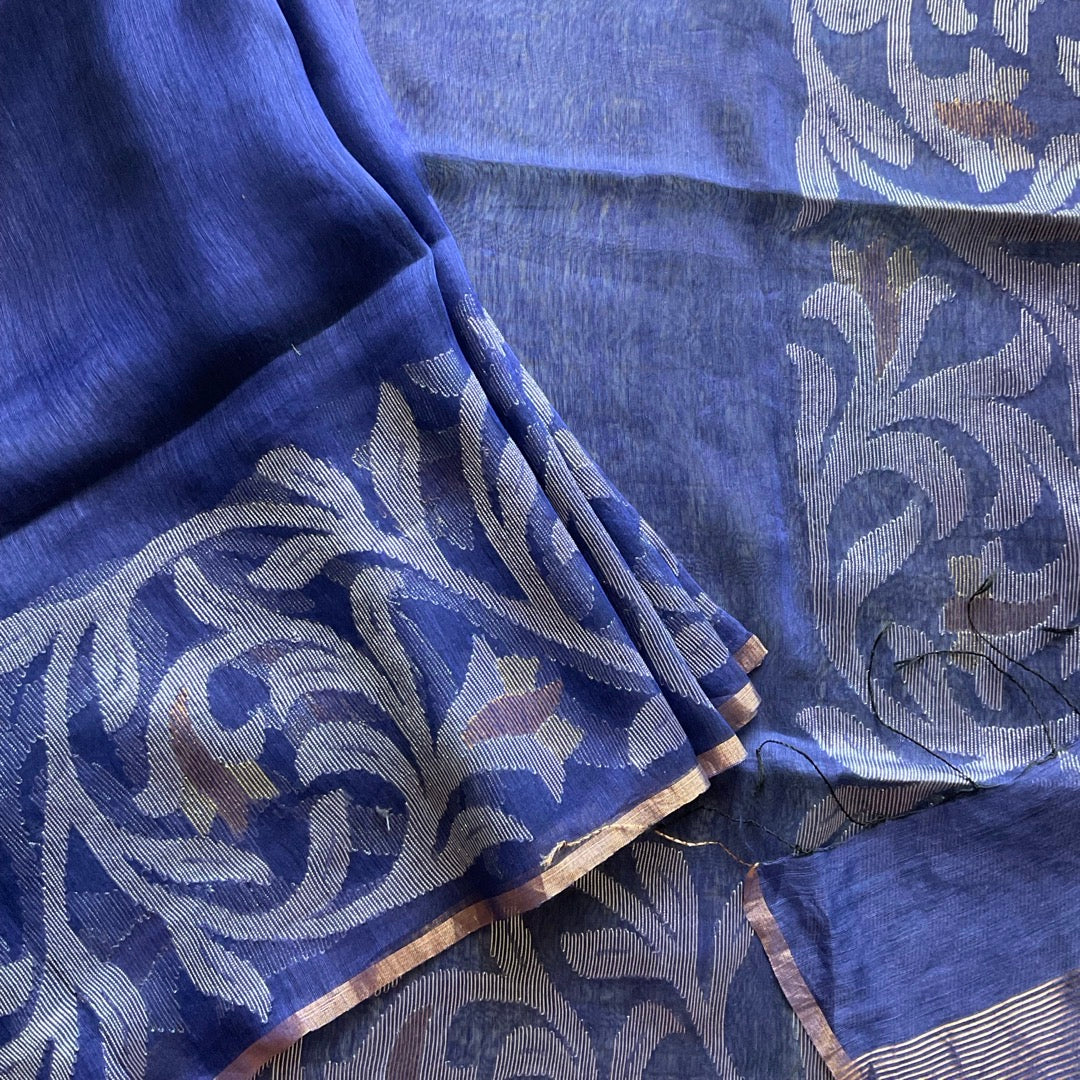 Linen Silk Blue Saree