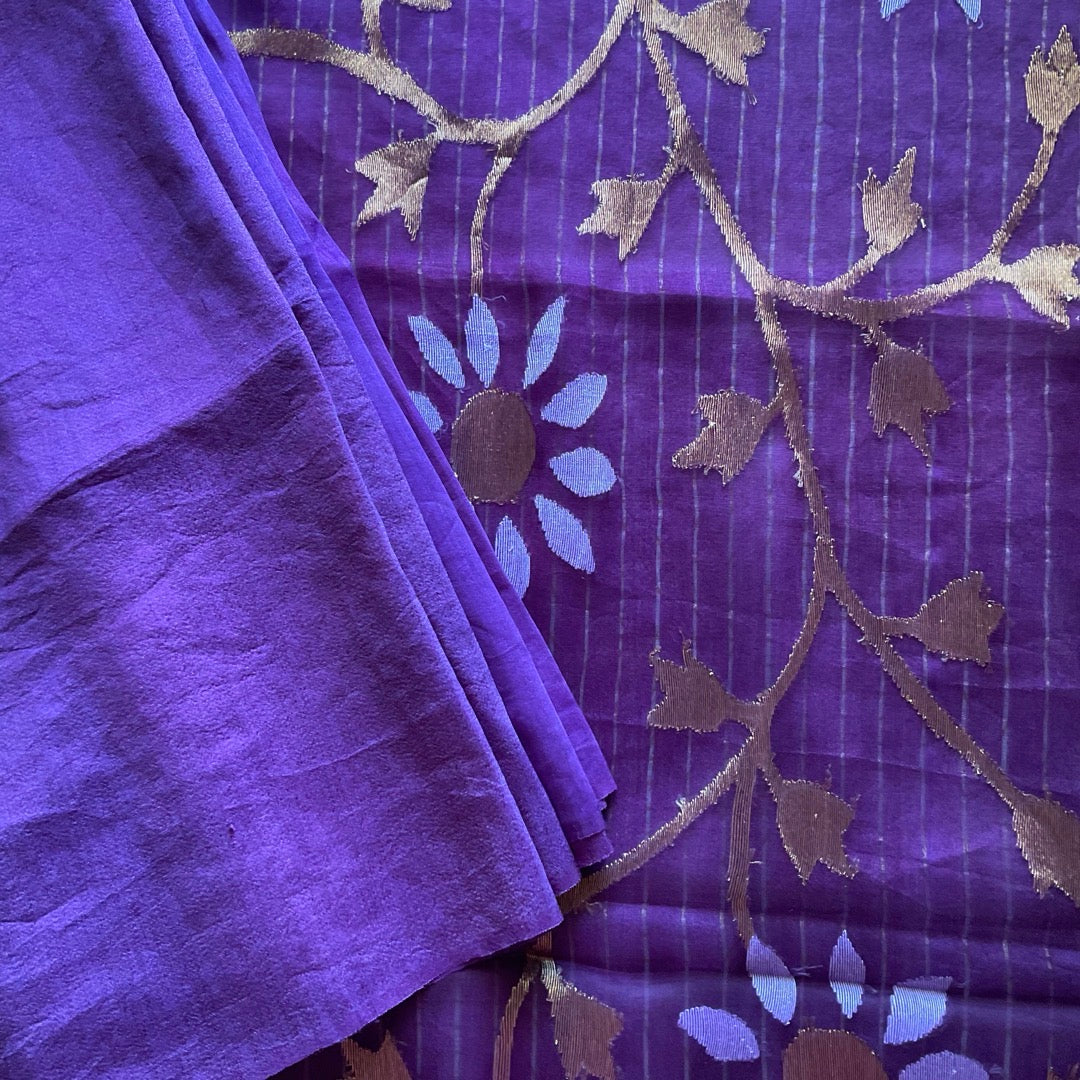 Linen Silk Violet Saree