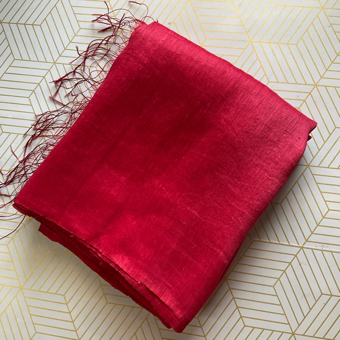 Linen Silk Red Saree