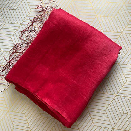 Linen Silk Red Saree