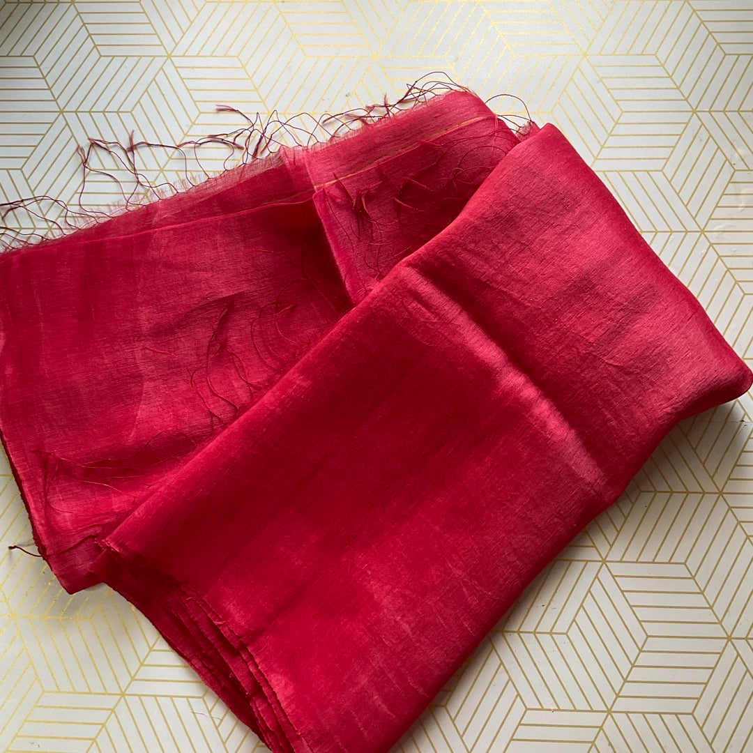 Linen Silk Red Saree