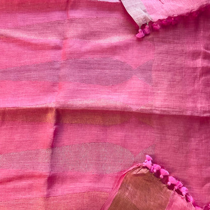 Linen Pink Saree