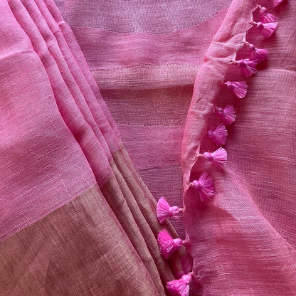 Linen Pink Saree