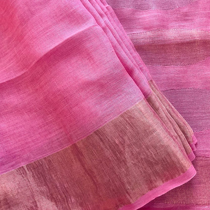 Linen Pink Saree