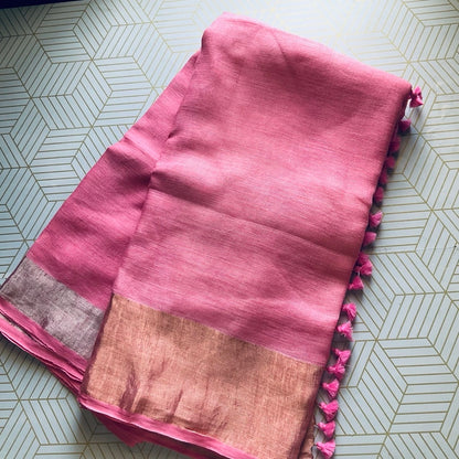 Linen Pink Saree