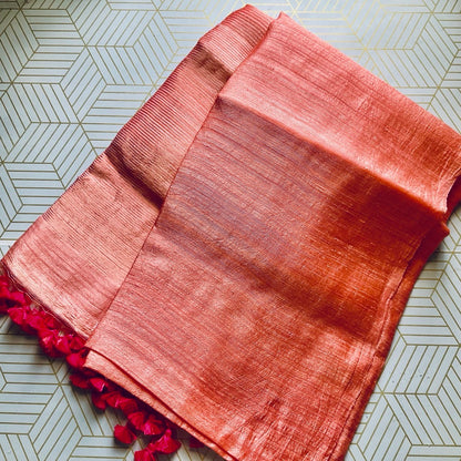 Matka Silk Peach Saree