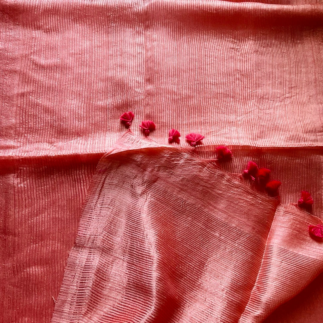 Matka Silk Peach Saree