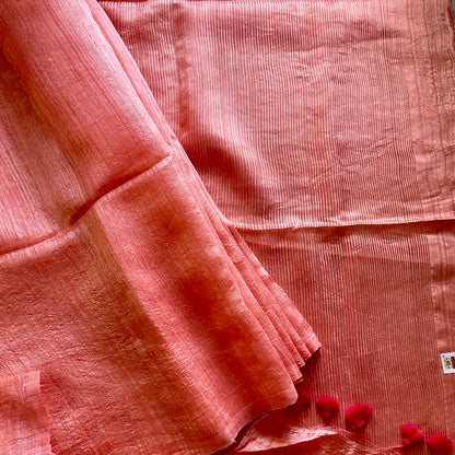 Matka Silk Peach Saree