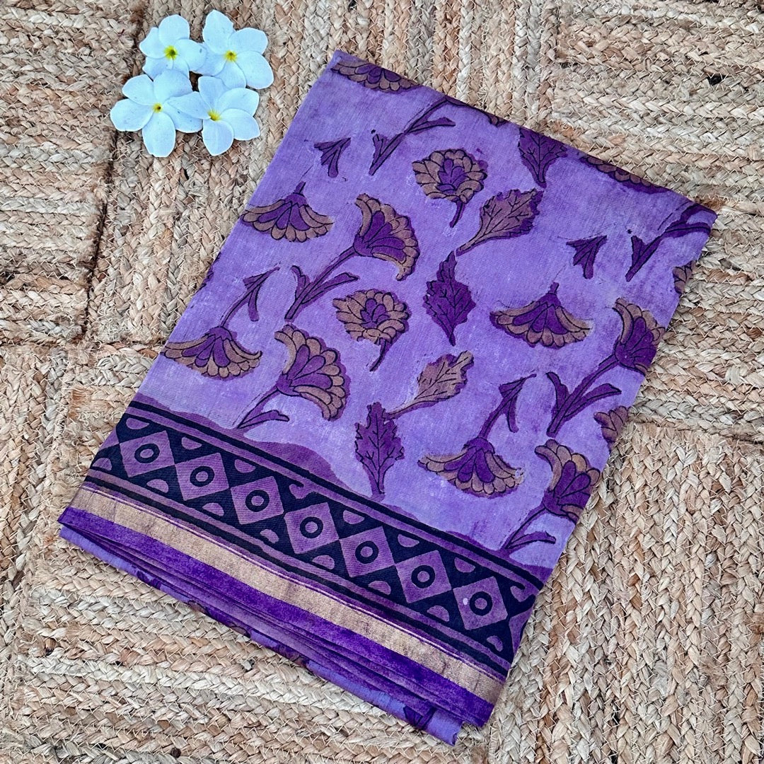 ChanderiSilk Purple Saree