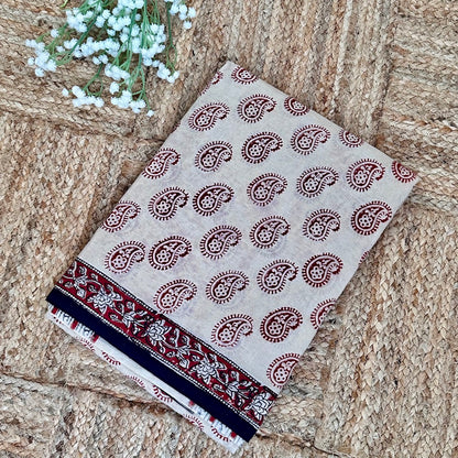 Mulmul Beige Saree