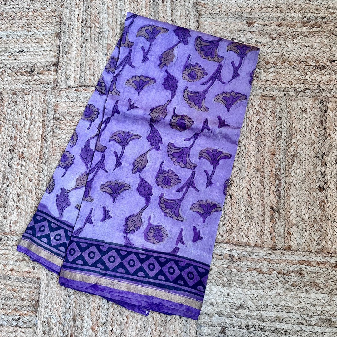 ChanderiSilk Purple Saree