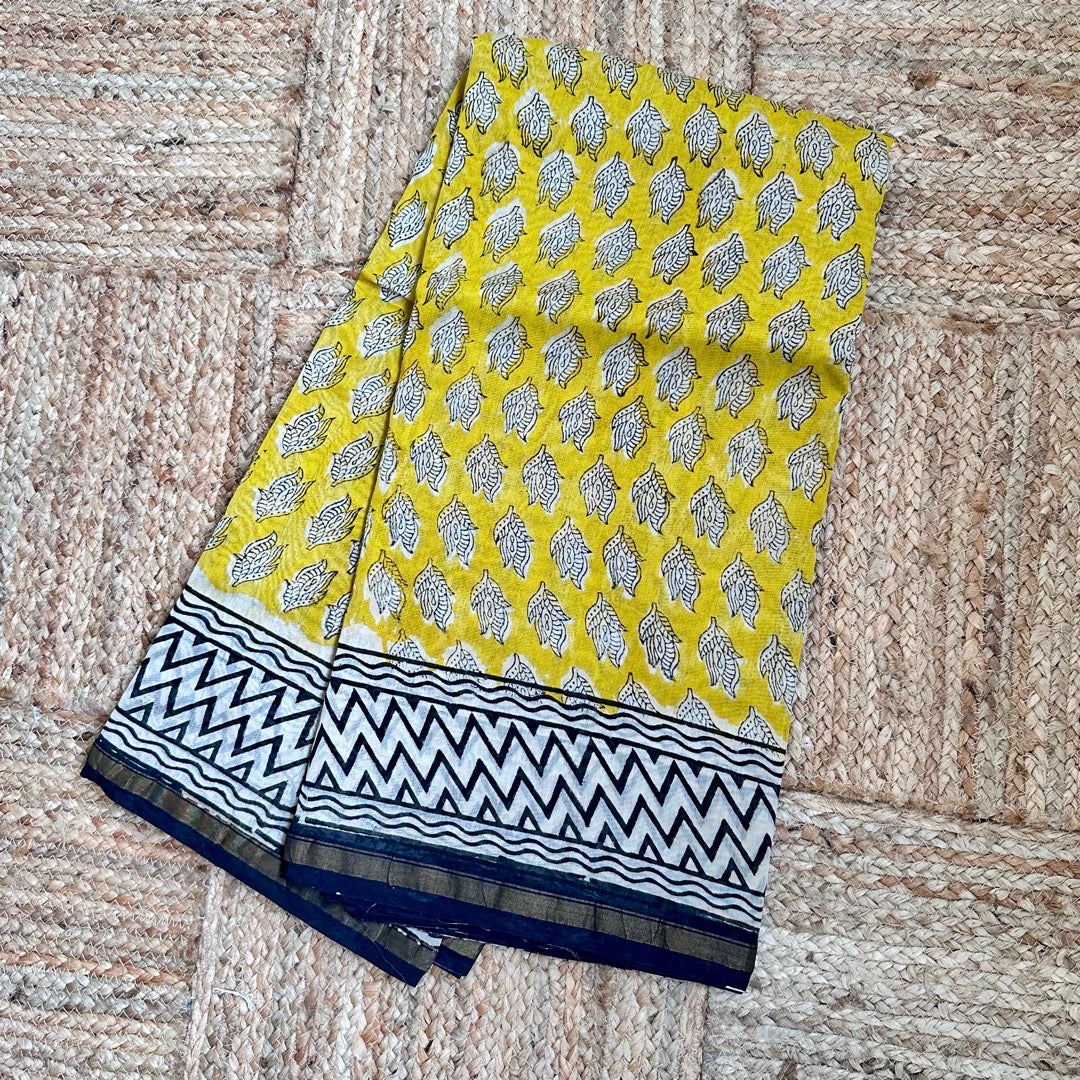 ChanderiSilk Yellow Saree