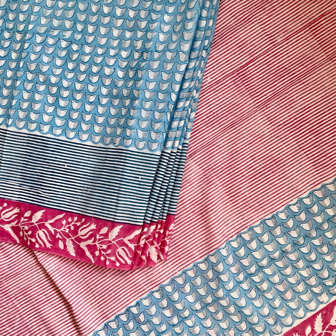 Mulmul BluePink Saree