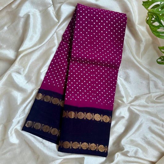 Sungudi Cotton Purple Saree